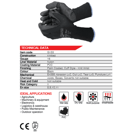 Flex Blackmax PVC nylon gloves Abrasion-Lv2