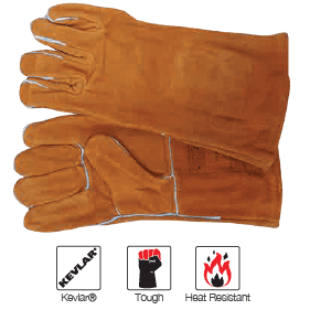 Heat resistant 14'' cuff Kevlar stitch welted seams leather welding gloves Burn-Lv4