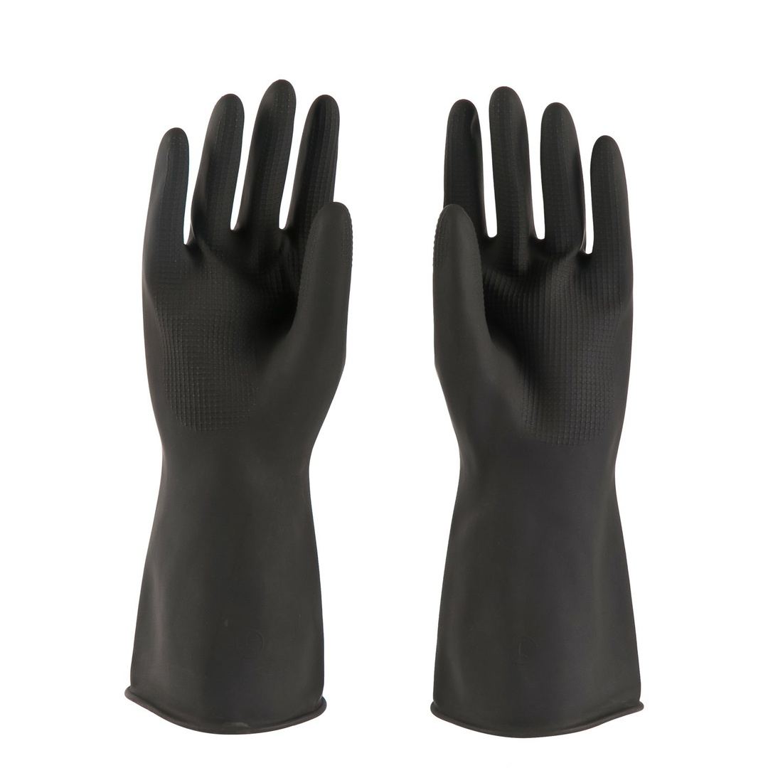 Chemical resistant flock lined black rubber AKL gloves