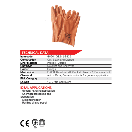 11'' Cuff grip freeze flexibility -4°C orange PVC cotton gloves Abrasion-Lv3