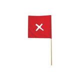 Reflective hand held red flag + wooden handle