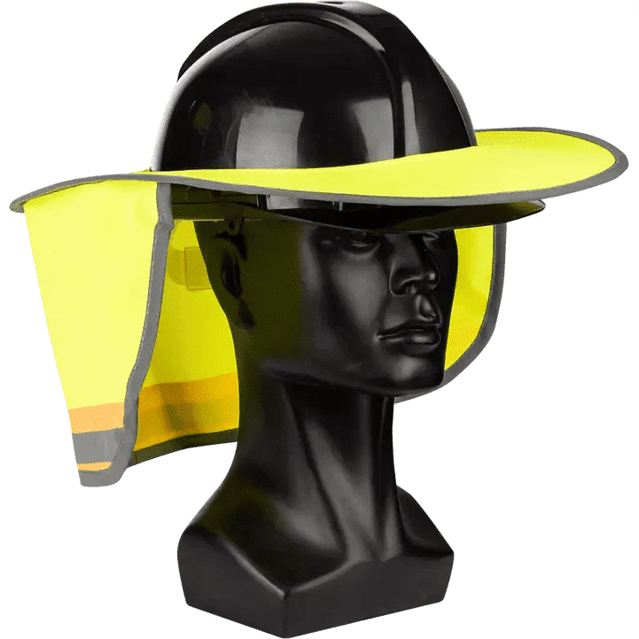 Reflective lime hard hat sun brim protector