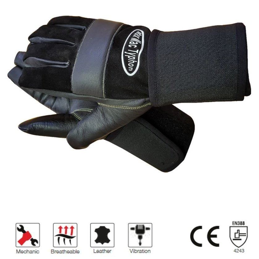 Maxmac Typhon leather vibration + cut resistant gloves Cut-Lv2