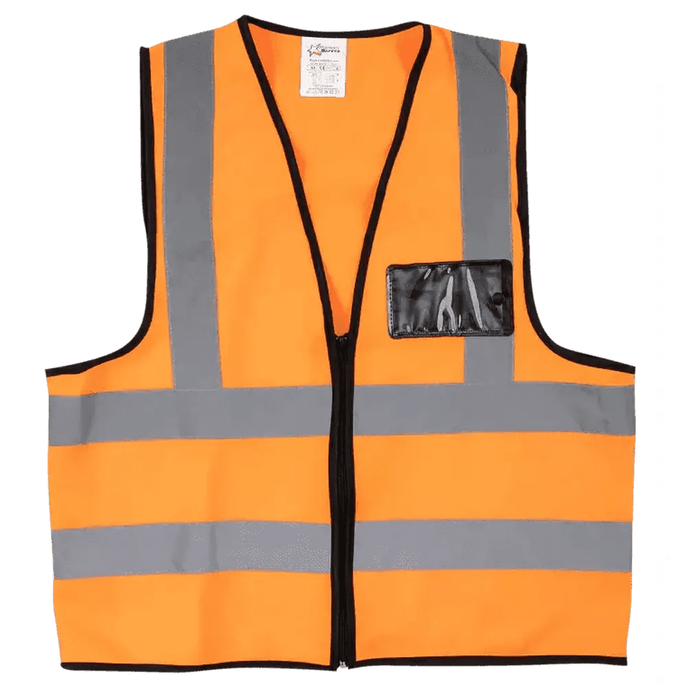 Reflective econo waistcoat vests + zip + I.D pouch