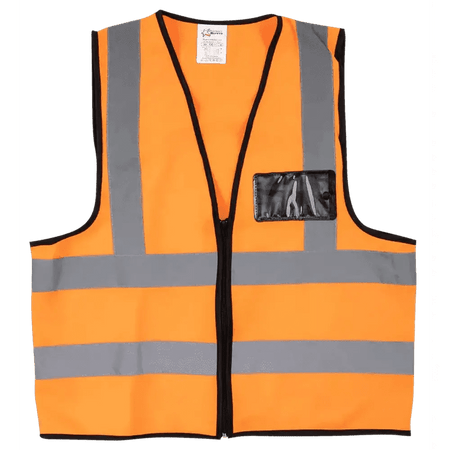 Reflective econo waistcoat vests + zip + I.D pouch