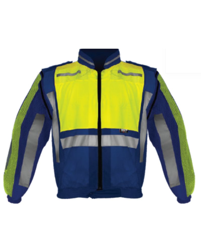 Metro reflective navy blue + lime detachable sleeves jackets