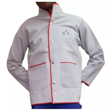 Chrome leather lined press studs welding jacket