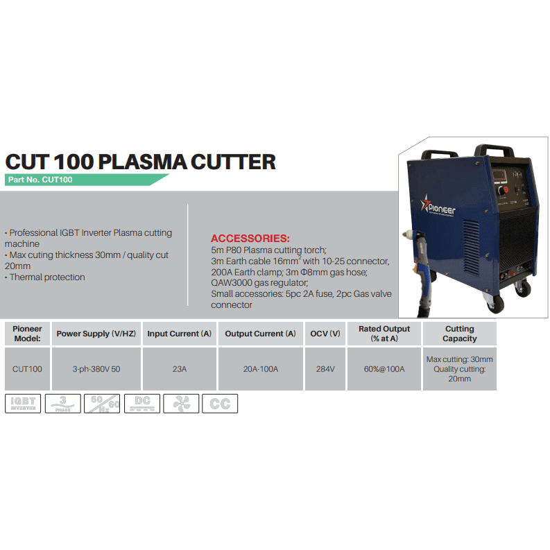 Cut 100 380Volt Pioneer plasma cutter machine