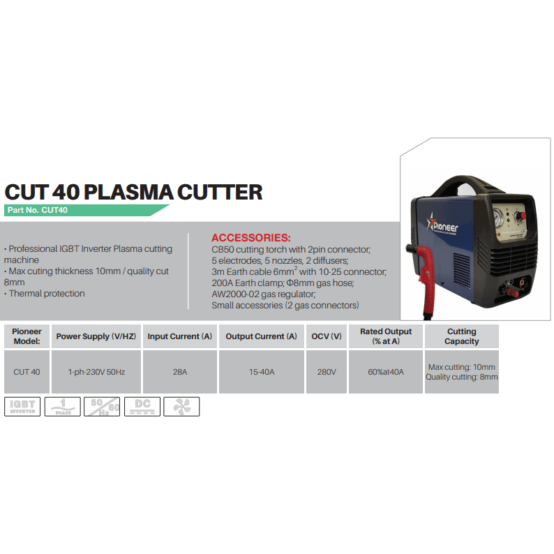 Cut 40 220Volt Pioneer plasma cutter machine