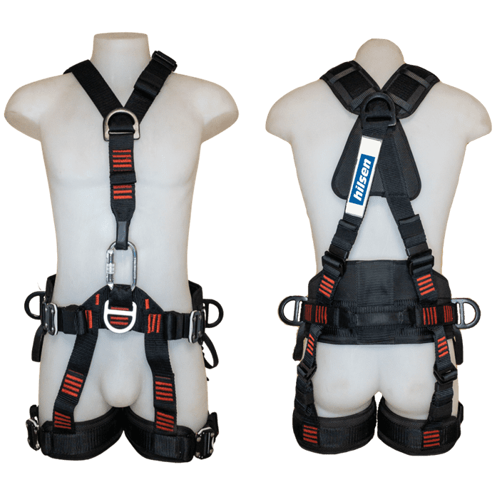 Pro black safety harness adjustable 45mm webbing dorsal position padded