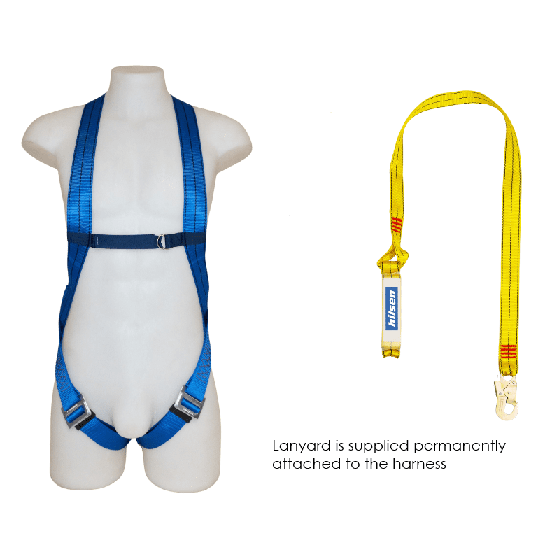 Single lanyard + snap hooks safety harness
