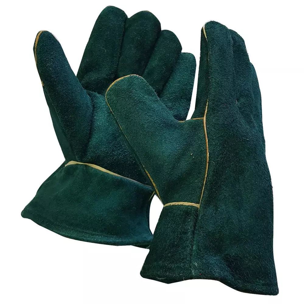 2.5'' Green lined leather welding gloves Abrasion-Lv4
