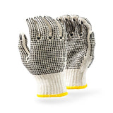 2.5'' Knit wrist cuff double sided PVC polka dot cotton gloves