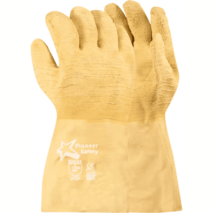 Heavy duty 14'' Cuff latex dipped fleece lined yellow comarex gloves Abrasion-Lv4