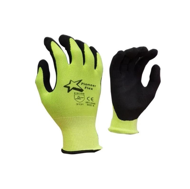 Flex Lime micro foam latex palm polyester gloves Abrasion-Lv4