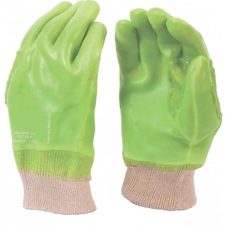2.5'' Knit wrist cuff Hi-vis lime PVC gloves
