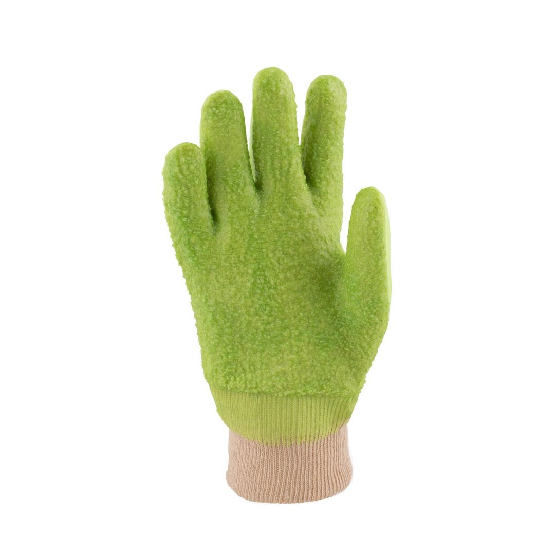 2.5'' Hi-vis Lime terry palm PVC gloves Abrasion-Lv4