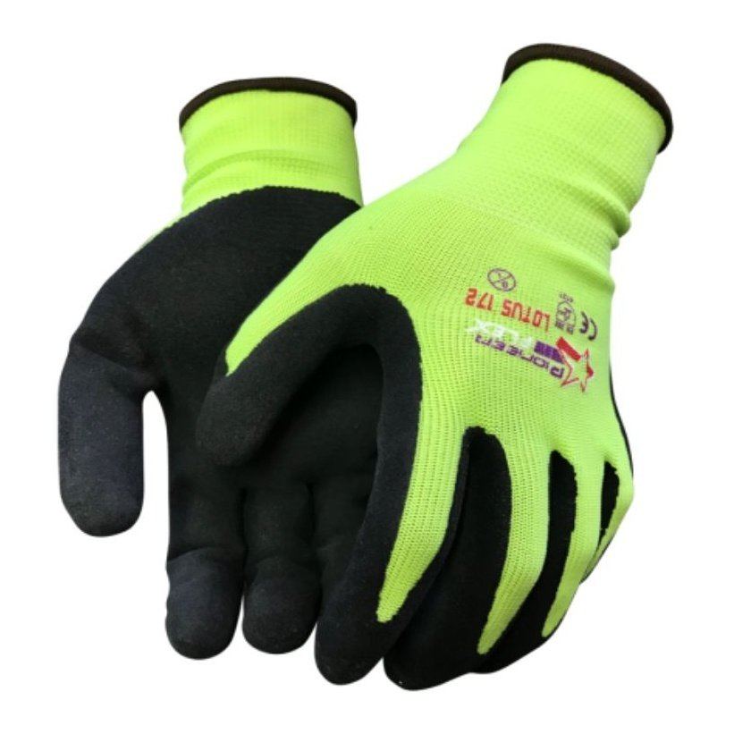 Flex Fluorescent lime Lotus sandy nitrile palm polyester gloves Abrasion-Lv4