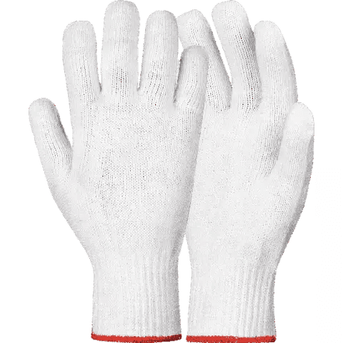 2.5'' Knit wrist cuff 650g bleached cotton gloves
