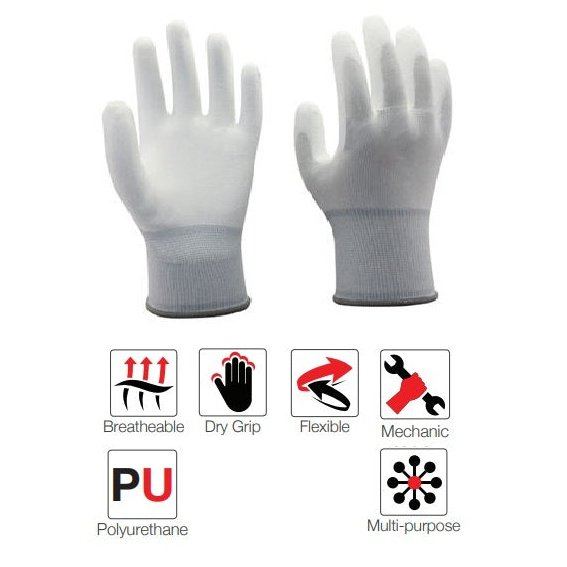 2.5'' Knit wrist cuff PU palm anti-static carbon nylon inspector polyester gloves