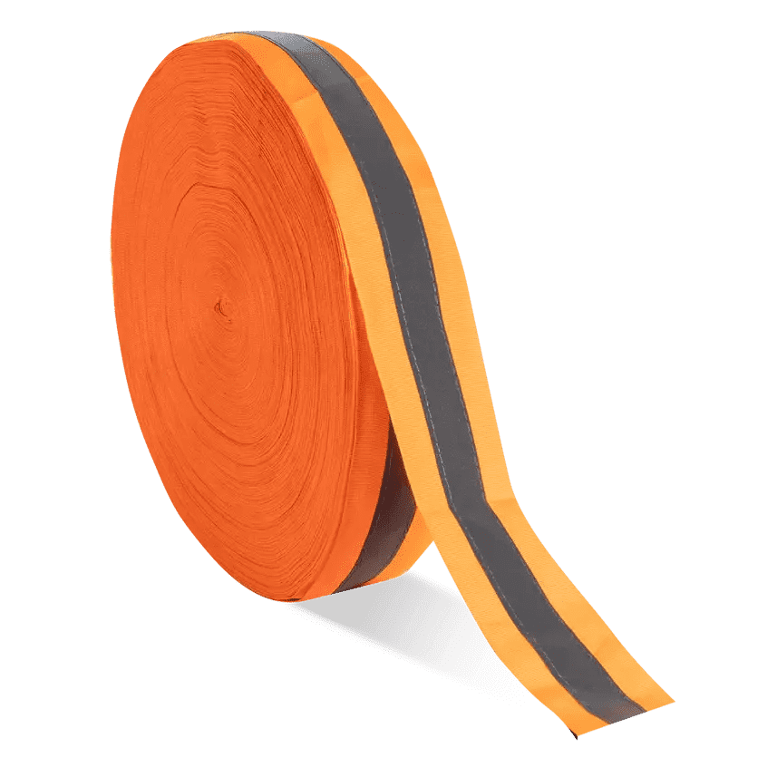50mm x 20mm x 100m reflective orange & silver tape