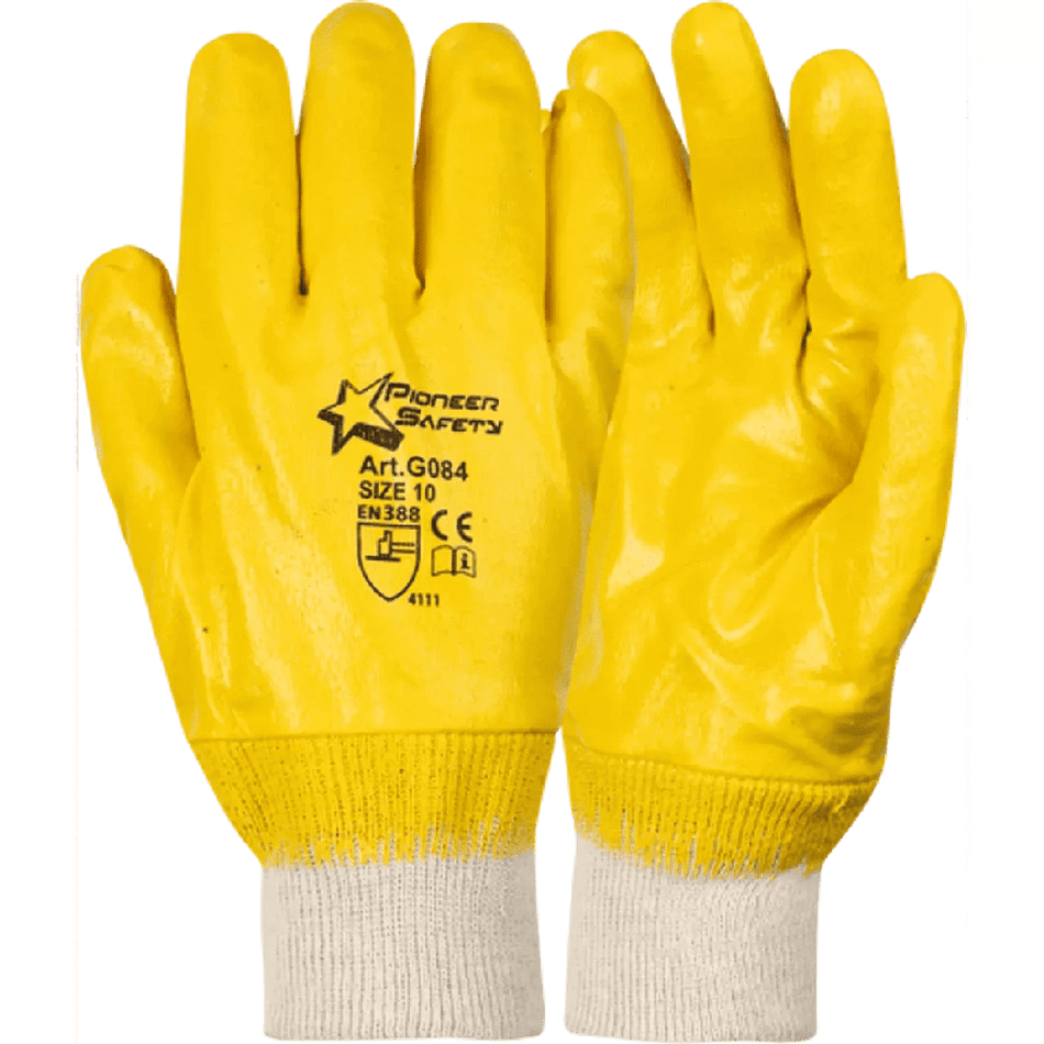 2.5'' Knit wrist cuff latex dipped yellow comarex cotton shell gloves Abrasion-Lv3