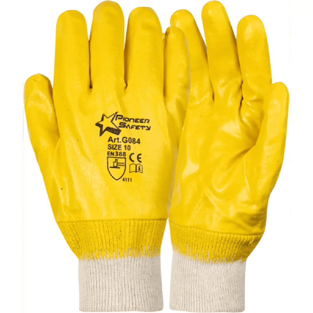 2.5'' Knit wrist cuff latex dipped yellow comarex gloves Abrasion-Lv3