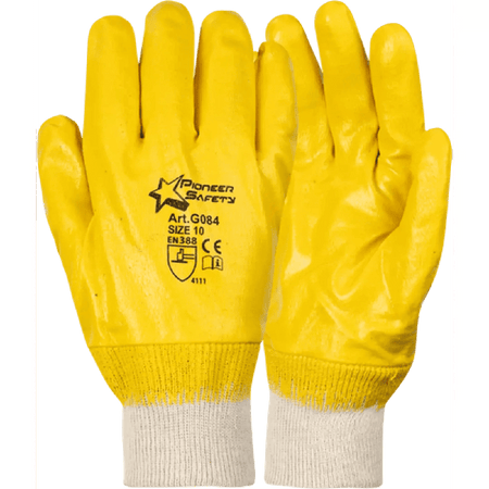 2.5'' Knit wrist cuff latex dipped yellow comarex gloves Abrasion-Lv3