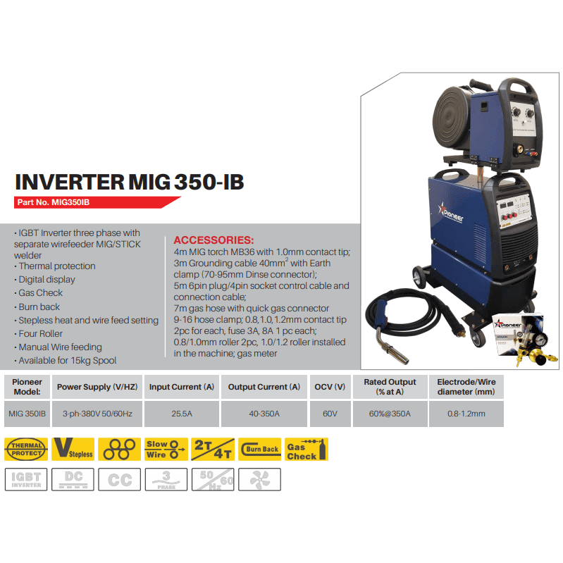 350Amp 380Volt Pioneer inverter multi-process mig welding machine
