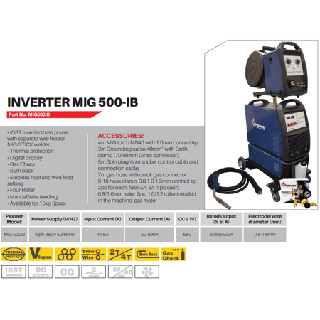 500Amp 380Volt Pioneer inverter multi-process mig welding machine
