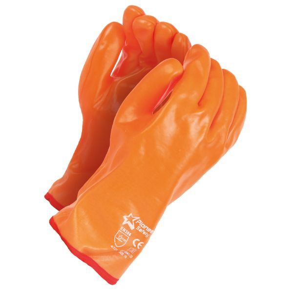 12'' Open cuff flexible orange PVC freezer gloves Abrasion-Lv4