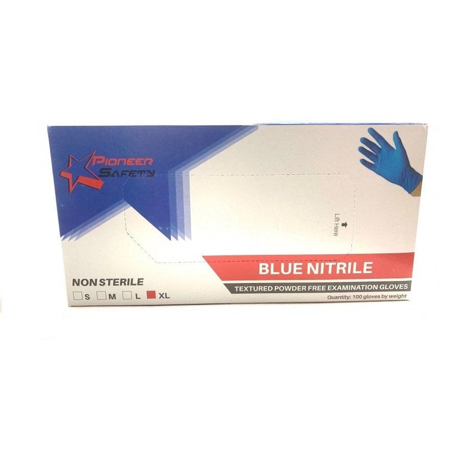 100pce Blue powder free examination nitrile gloves
