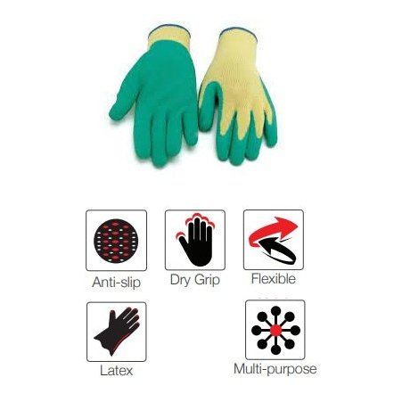 2.5'' Knit wrist cuff latex palm ultra grip green polyester gloves