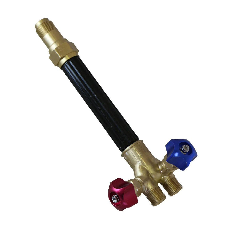 Universal gas torch handle shank + valves
