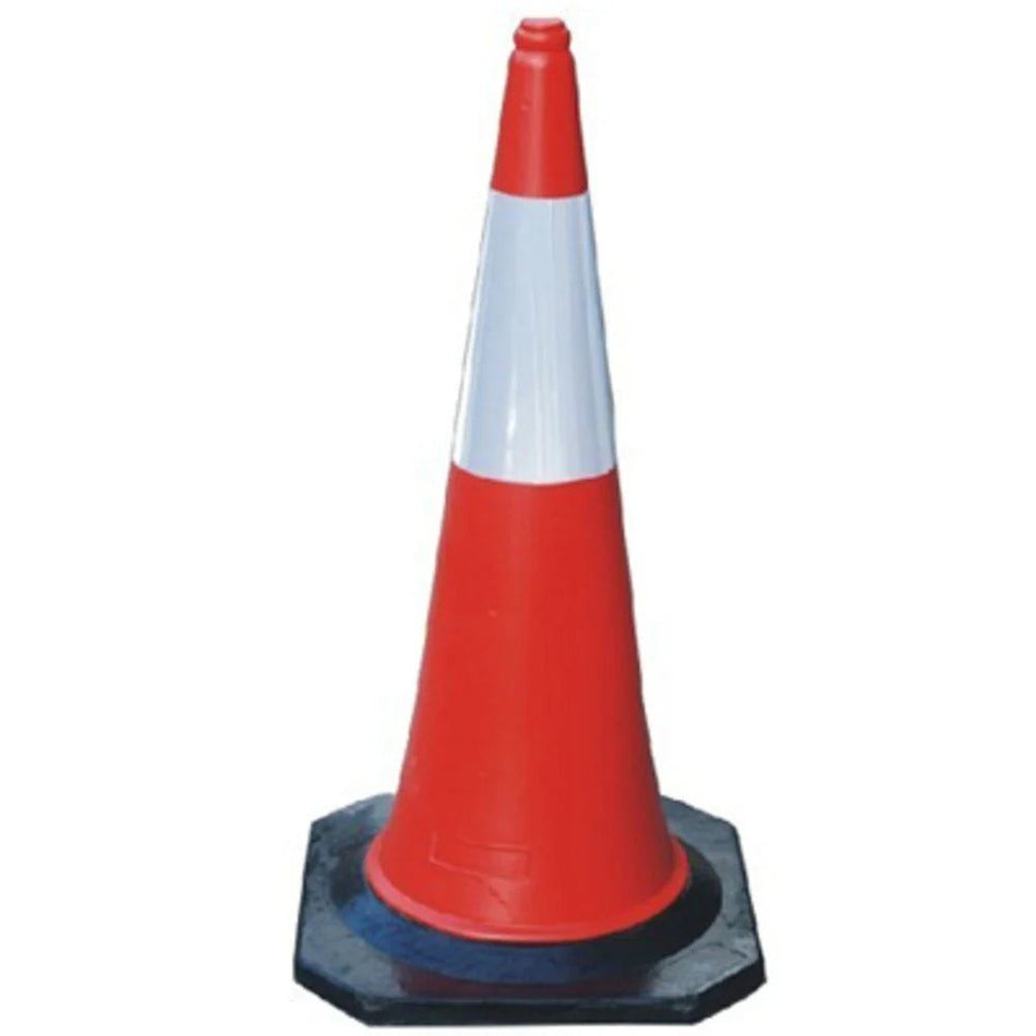 Reflective red traffic safety cones + black rubber base